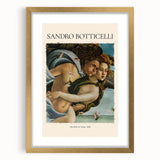 Textured abstract art print of Sandro Botticelli's design, featuring gold frame with mat, ideal for bedroom art.