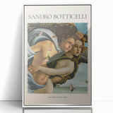 Framed acrylic print of Sandro Botticelli's artwork featuring Renaissance style figures in earth tones.