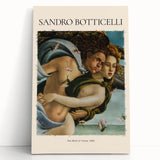 Black and white print of Sandro Botticelli's artwork on stretched canvas, ideal for kitchen wall art or bedroom ambiance.