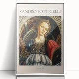 Framed acrylic print of Sandro Botticelli's artwork in white, featuring Renaissance style, ideal for nursery wall art.