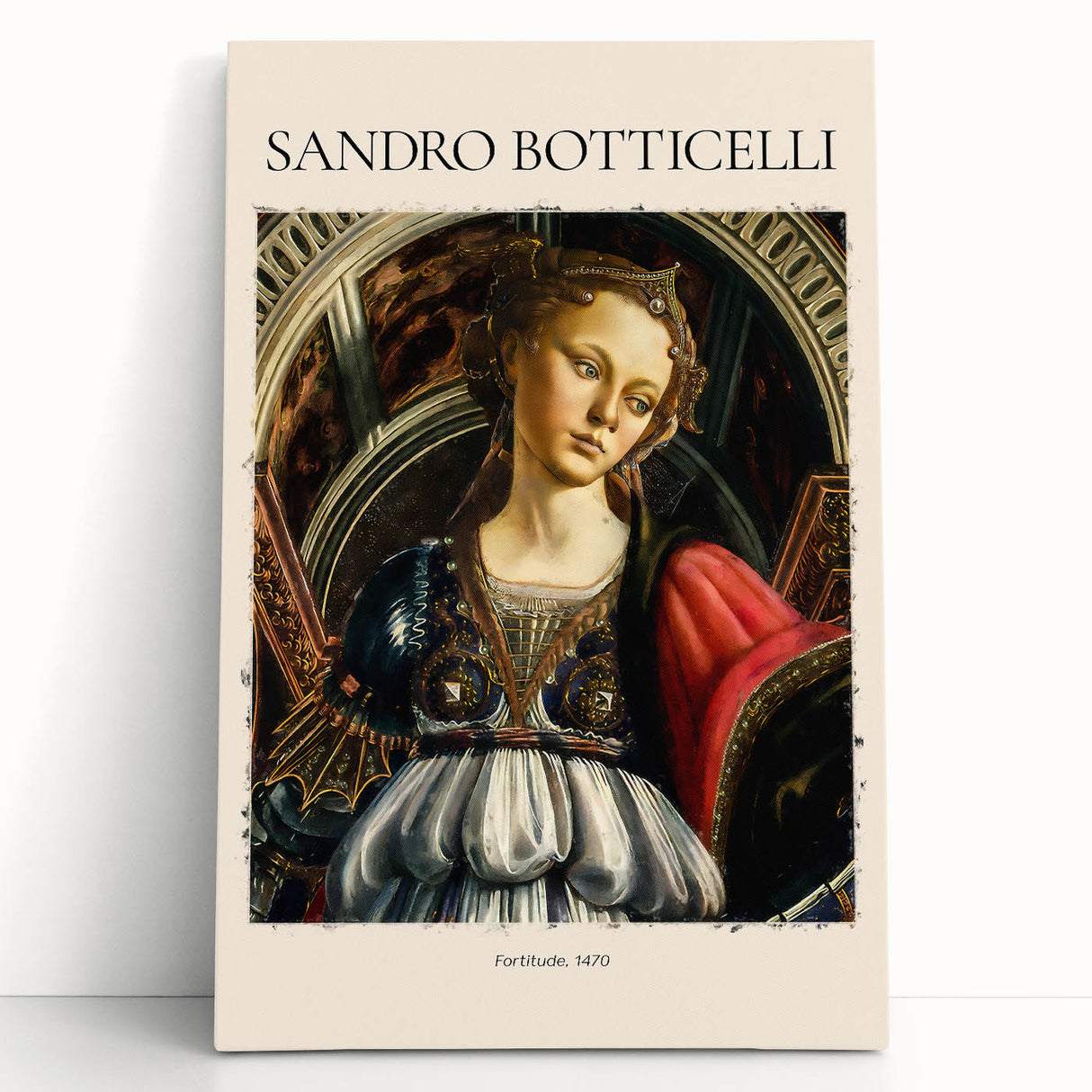Black and white print of Sandro Botticelli's artwork on stretched canvas, ideal for kitchen wall art or bedroom ambiance.