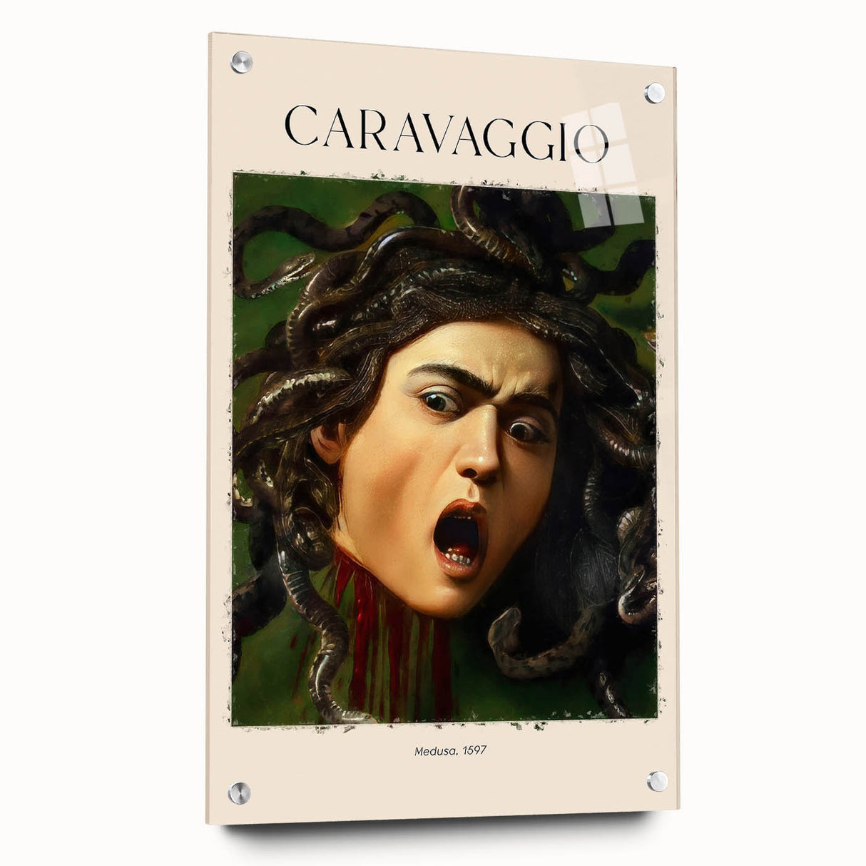 Acrylic print of Sandro Botticelli-inspired art, featuring classical figures in soft earth tones.