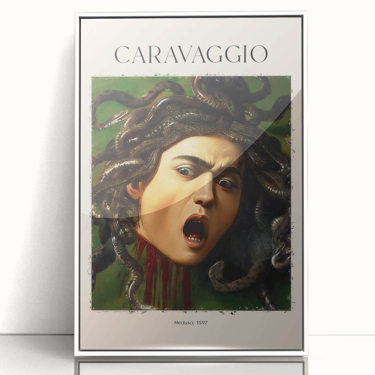 Framed acrylic print of Sandro Botticelli's artwork, featuring soft pastel tones and mid-century modernist style.