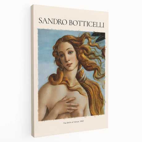 Side view of a large stretched canvas featuring Sandro Botticelli-inspired artwork, ideal for kitchen wall art.