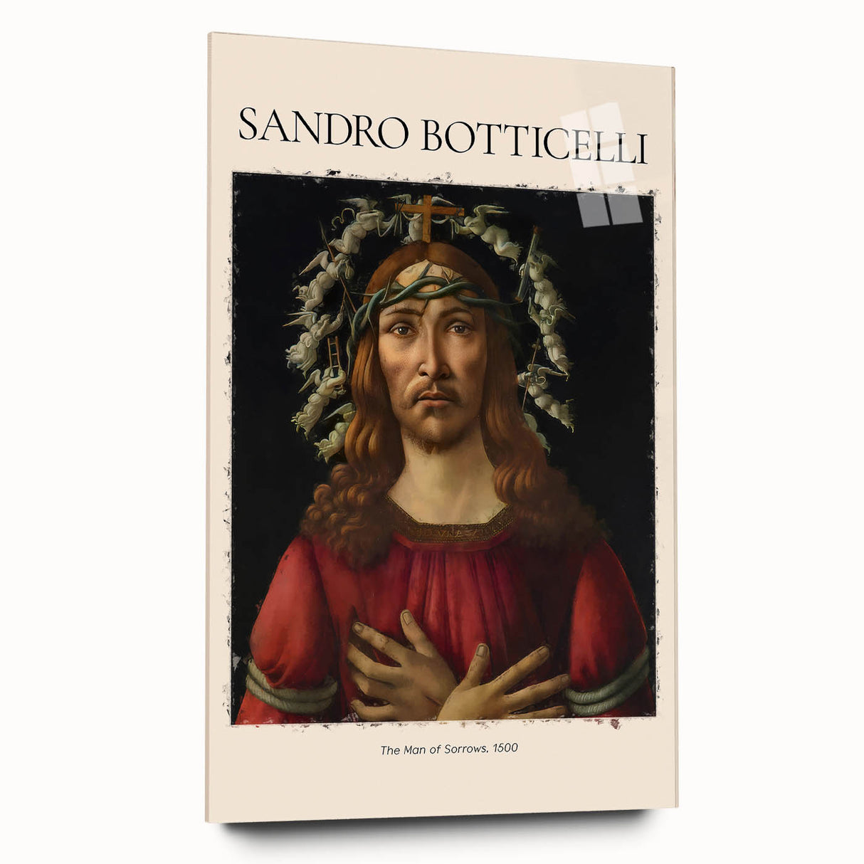 Acrylic print of Sandro Botticelli-inspired large abstract art in soft pastel hues, ideal for bedroom or dining room decor.