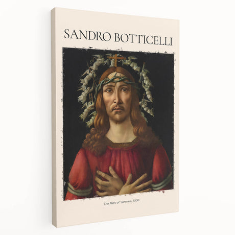 Side view of a stretched canvas featuring Sandro Botticelli's Renaissance style artwork, ideal for kitchen wall art.