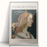 Framed acrylic print of Sandro Botticelli's artwork, featuring pastel hues in a mid-century modernist style.