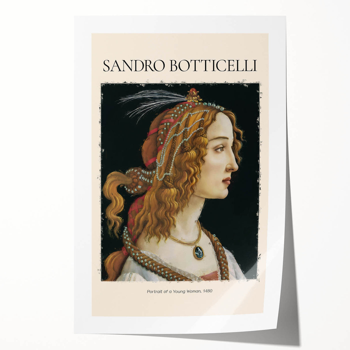 Rolled print of Sandro Botticelli's floral design in soft pastel hues, suitable for art wall dining room.