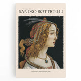 Black and white print of Sandro Botticelli's painting on stretched canvas, ideal for kitchen art.