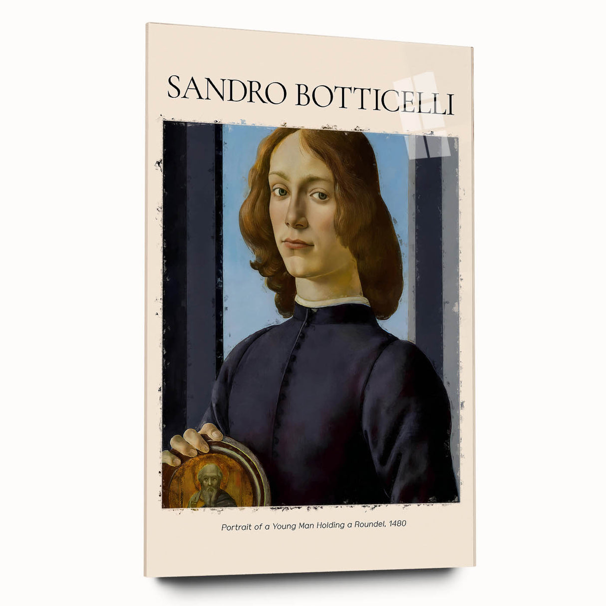 Acrylic print of Sandro Botticelli's design featuring muted earth tones, ideal for bedroom or dining room art.