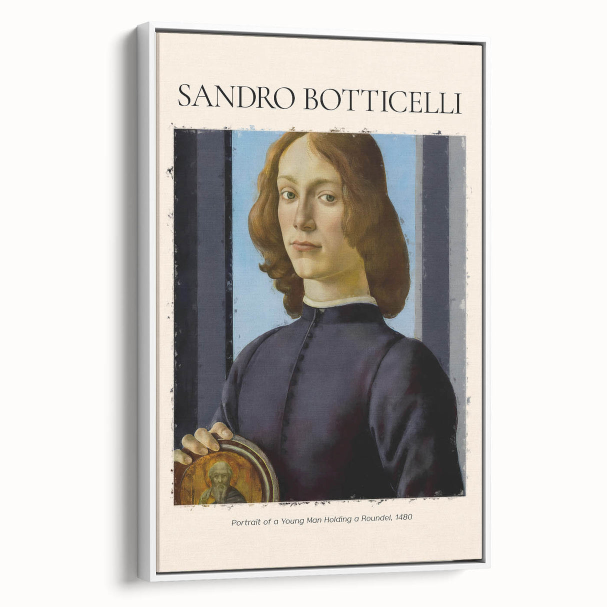 Framed canvas depicting Sandro Botticelli's vintage landscape in muted earth tones, ideal for bedroom wall art.