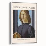 Framed canvas depicting Sandro Botticelli's vintage landscape in muted earth tones, ideal for bedroom wall art.