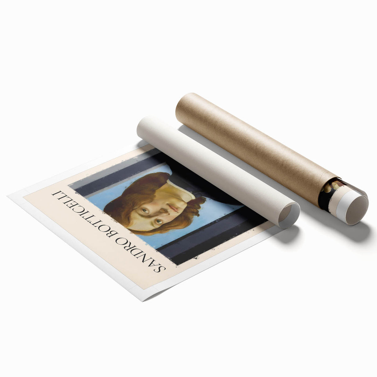 Extra large rolled print of Sandro Botticelli's floral design, featuring soft pastel colors.