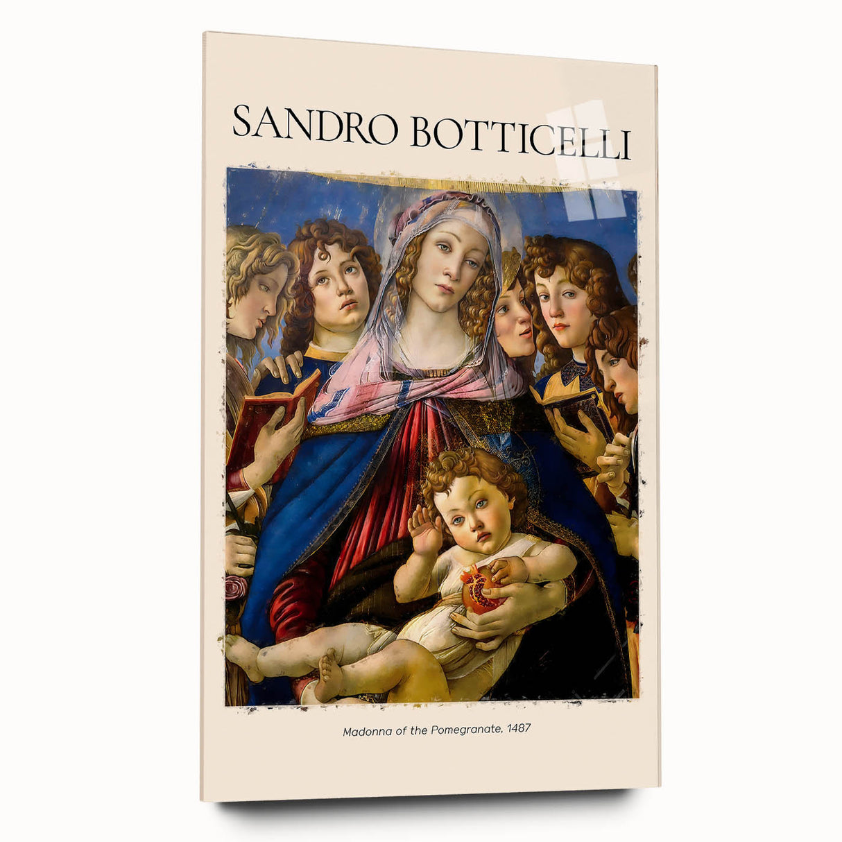 Acrylic print of Sandro Botticelli-inspired large abstract design in muted earth tones, ideal for bedroom or dining room art.