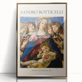 Mid-century modernist Botticelli-inspired art in a gold frame, featuring soft pastel hues, ideal for nursery wall art.