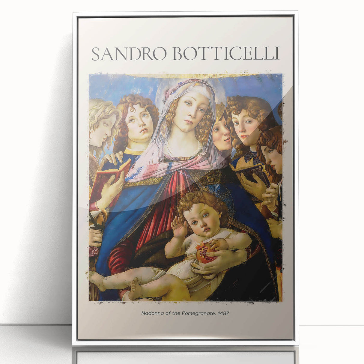 Framed acrylic print of Sandro Botticelli's artwork in soft pastel shades, ideal for nursery wall art.
