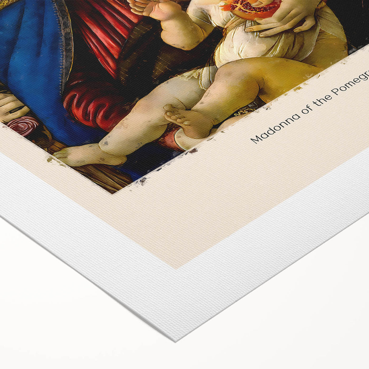 Art deco poster featuring a Sandro Botticelli design on rolled canvas with muted earth tones, ideal for dining room wall art.