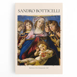 Black and white print of Sandro Botticelli's artwork on stretched canvas, ideal for kitchen wall art.