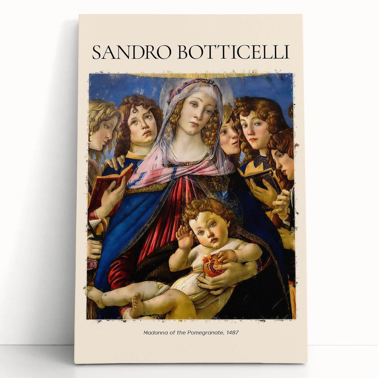 Black and white print of Sandro Botticelli's artwork on stretched canvas, suitable as large kitchen or bedroom wall art.