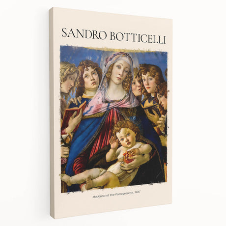 Side view of a stretched canvas featuring a Sandro Botticelli inspired design, ideal for kitchen wall art.