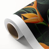 Vibrant rolled canvas featuring a botanical design of a Bird of Paradise, showcasing bold colors and intricate details, ideal for home decor and art enthusiasts.