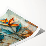Vibrant botanical wall art print showcasing a stunning Bird of Paradise design, featuring vivid colors and intricate details, perfect for home décor or art collection.