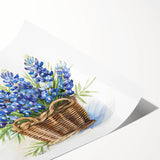 Vibrant bluebonnet botanical wall art print showcasing detailed floral illustrations in rich colors, ideal for home decor or nature-themed spaces.