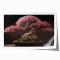 Botanical bonsai tree wall art print showcasing intricate floral designs in vibrant colors, rolled for easy shipping and display in any home decor setting.