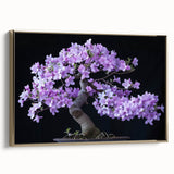 Framed canvas wall art showcasing a botanical bonsai tree design in rich gold tones, perfect for home décor, adding elegance to any living space.
