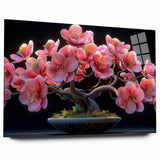 Acrylic wall art showcasing a vibrant botanical bonsai tree design, displayed in a side view without pins, ideal for modern home decor and nature enthusiasts.