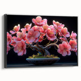 Framed canvas wall art showcasing a botanical bonsai tree design, featuring vibrant colors and intricate details, perfect for modern home decor.