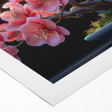 Vibrant botanical bonsai tree wall art design on rolled canvas, showcasing intricate floral details and lush green hues, perfect for enhancing home decor.