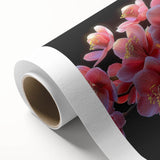 Botanical bonsai tree design on rolled canvas, showcasing intricate flower patterns with vibrant colors, ideal for home decor or nature-themed art collections.