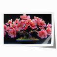 Botanical bonsai tree design wall art print displaying intricate floral details and vibrant colors, rolled for easy shipping and display in home decor. Perfect for nature-themed interiors.