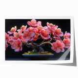 Botanical bonsai tree design wall art print displaying intricate floral details and vibrant colors, rolled for easy shipping and display in home decor. Perfect for nature-themed interiors.