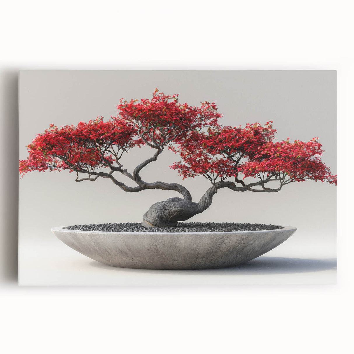 Botanical bonsai tree design stretched canvas wall art showcasing vibrant colors and intricate details, perfect for home decor and nature enthusiasts.