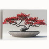 Botanical bonsai tree design stretched canvas wall art showcasing vibrant colors and intricate details, perfect for home decor and nature enthusiasts.