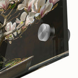 Close-up of a botanical bonsai tree wall art design, showcasing intricate floral details on acrylic glass, perfect for modern home decor and nature enthusiasts.