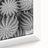 Close-up of a framed botanical wall art piece featuring a vibrant cactus design with intricate details and a textured surface, perfect for home decor.