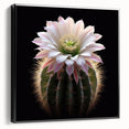 Framed black wall art featuring a vibrant botanical cactus design on canvas, showcasing intricate details and a modern aesthetic for stylish home decor.