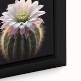 Close-up of a framed botanical wall art piece showcasing a vibrant cactus design with intricate details, perfect for enhancing modern home decor aesthetics.