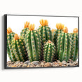 Framed botanical wall art featuring a vibrant cactus design on canvas, set against a sleek black frame, showcasing a modern aesthetic perfect for home decor.