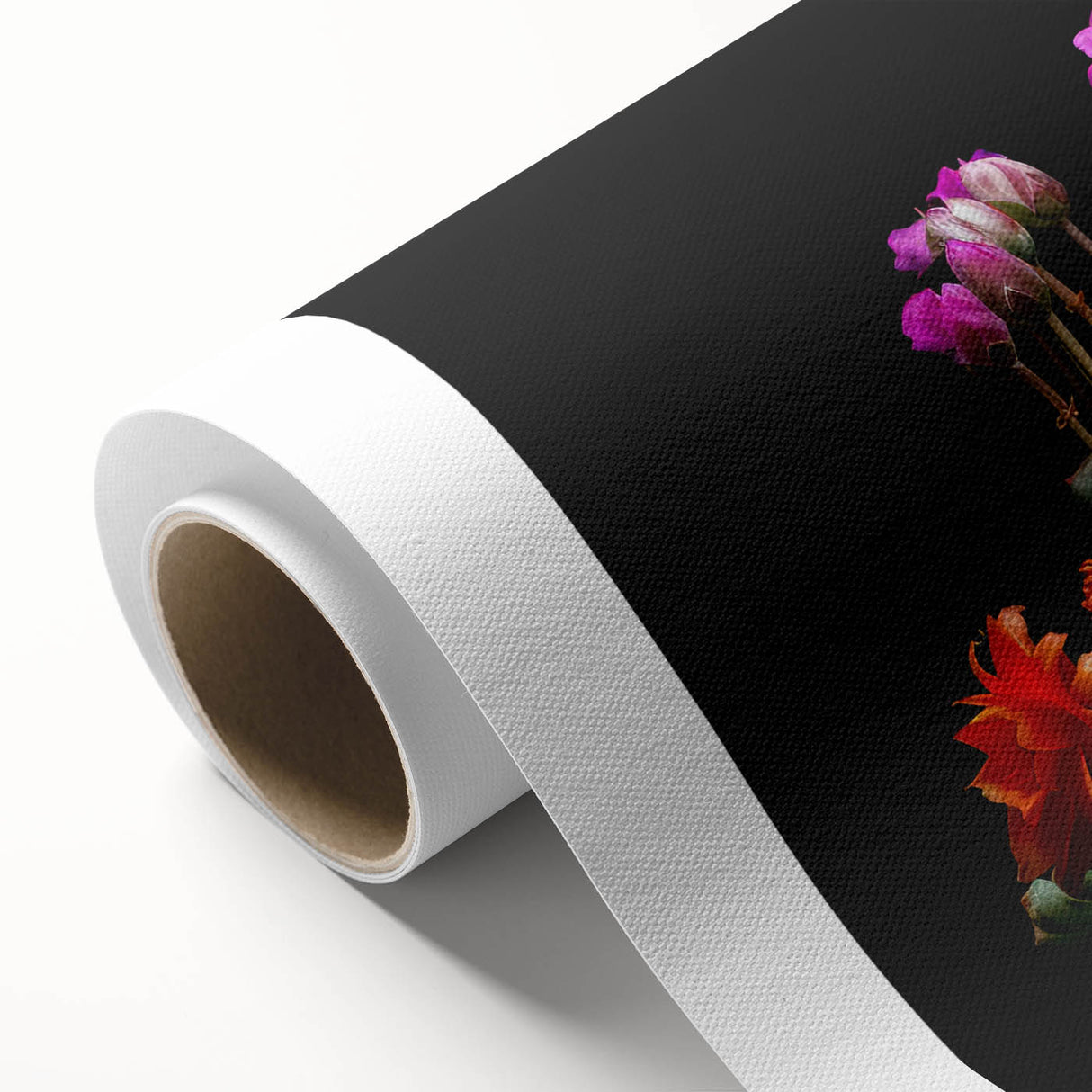 Rolled canvas artwork showcasing a vibrant botanical cactus design, featuring intricate details and rich colors, ideal for modern home decor and nature lovers.