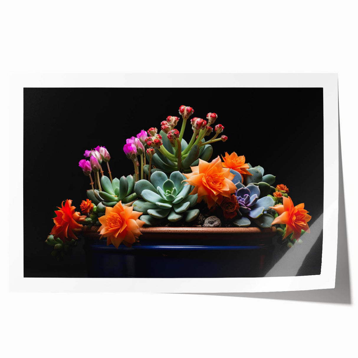 Botanical wall art featuring a vibrant cactus design in shades of green and pink, rolled and ready for display, perfect for home decor enthusiasts.