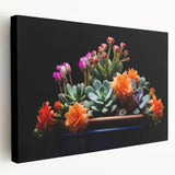 Stretched canvas wall art showcasing a vibrant botanical cactus design with intricate details, perfect for modern decor. Ideal for adding a touch of nature to any space.