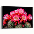 Framed wall art showcasing a botanical cactus design in vibrant colors, featuring a black frame, perfect for modern home decor. Ideal for nature enthusiasts.