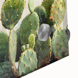Close-up of a vibrant botanical wall art piece featuring a detailed cactus design, rendered on acrylic glass, showcasing intricate textures and colors that enhance any modern decor.