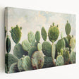 Stretched canvas wall art showcasing a vibrant botanical cactus design in a modern side view, perfect for enhancing home decor with a natural touch.