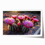 Botanical wall art print featuring a vibrant cactus design, showcasing intricate details and vivid colors on rolled paper, perfect for home decor or gifting.