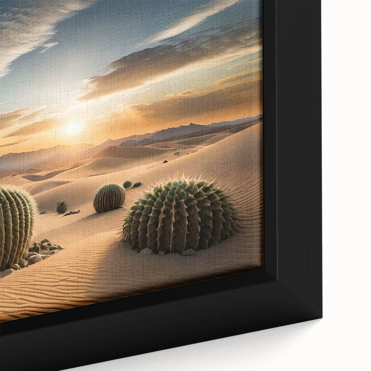 Framed botanical wall art featuring a vibrant cactus design with intricate details, set against a soft background for a modern aesthetic. Perfect for adding a touch of nature to home decor.